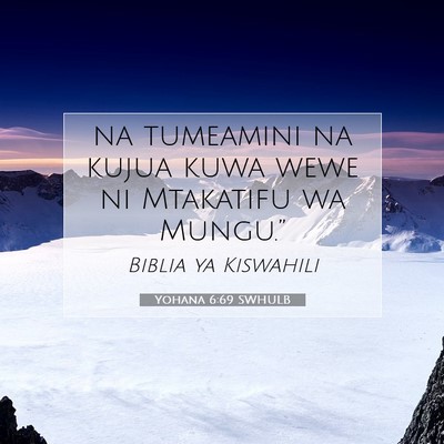 Picture 07 - Yohana 6:69 SWHULB - na tumeamini na kujua kuwa wewe ni Mtakatifu wa - Bible Verse Picture