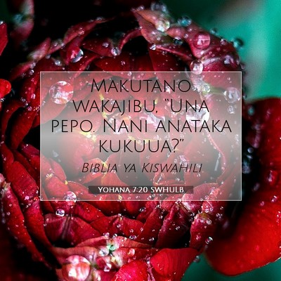 Picture 07 - Yohana 7:20 SWHULB - Makutano wakajibu, “Una pepo. Nani anataka - Bible Verse Picture