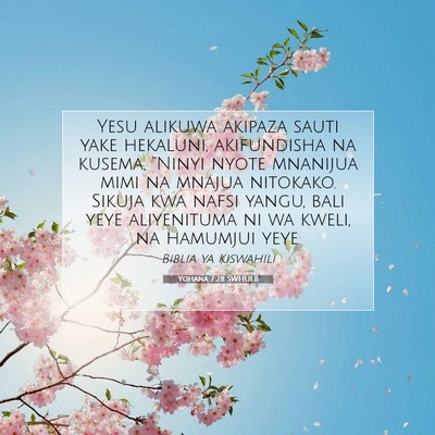Picture 07 - Yohana 7:28 SWHULB - Yesu alikuwa akipaza sauti yake hekaluni, - Bible Verse Picture