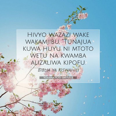 Picture 07 - Yohana 9:20 SWHULB - Hivyo wazazi wake wakamjibu, “Tunajua kuwa huyu - Bible Verse Picture