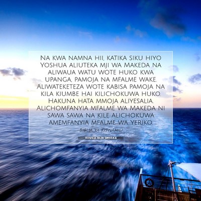 Picture 07 - Yoshua 10:28 SWHULB - Na kwa namna hii, katika siku hiyo Yoshua - Bible Verse Picture