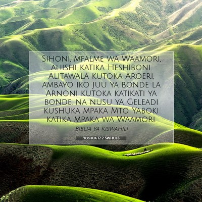 Picture 07 - Yoshua 12:2 SWHULB - Sihoni, mfalme wa Waamori, aliishi katika - Bible Verse Picture