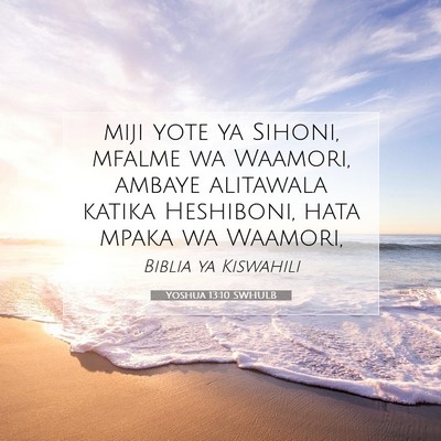 Picture 07 - Yoshua 13:10 SWHULB - miji yote ya Sihoni, mfalme wa Waamori, ambaye - Bible Verse Picture