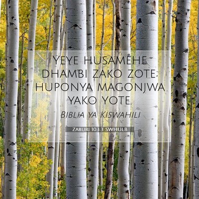 Picture 07 - Zaburi 103:3 SWHULB - Yeye husamehe dhambi zako zote; huponya magonjwa - Bible Verse Picture