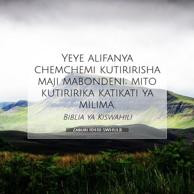 Picture 07 - Zaburi 104:10 SWHULB - Yeye alifanya chemchemi kutiririsha maji - Bible Verse Picture