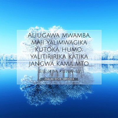 Picture 07 - Zaburi 105:41 SWHULB - Aliugawa mwamba, maji yalimwagika kutoka humo; - Bible Verse Picture