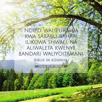 Picture 07 - Zaburi 107:30 SWHULB - Ndipo walifurahia kwa sababu bahari ilikuwa - Bible Verse Picture