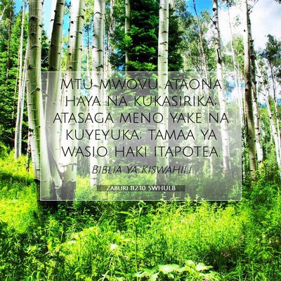 Picture 07 - Zaburi 112:10 SWHULB - Mtu mwovu ataona haya na kukasirika; atasaga meno - Bible Verse Picture