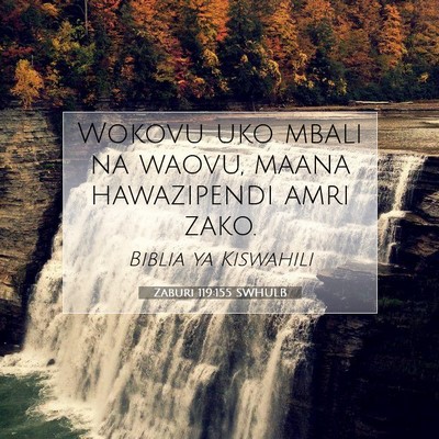 Picture 07 - Zaburi 119:155 SWHULB - Wokovu uko mbali na waovu, maana hawazipendi amri - Bible Verse Picture