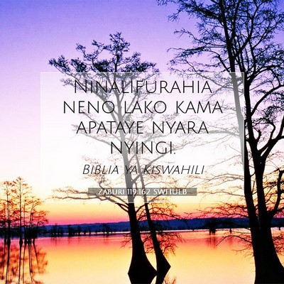 Picture 07 - Zaburi 119:162 SWHULB - Ninalifurahia neno lako kama apataye nyara - Bible Verse Picture