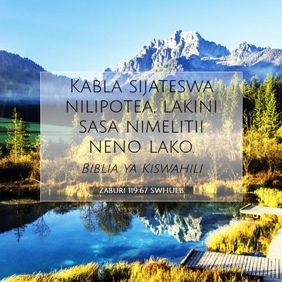 Picture 07 - Zaburi 119:67 SWHULB - Kabla sijateswa nilipotea, lakini sasa nimelitii - Bible Verse Picture