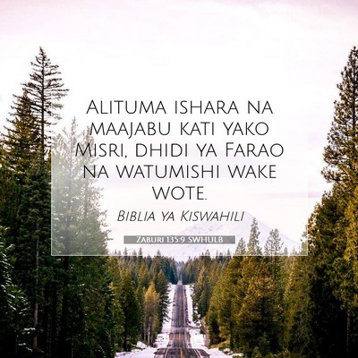 Picture 07 - Zaburi 135:9 SWHULB - Alituma ishara na maajabu kati yako Misri, dhidi - Bible Verse Picture