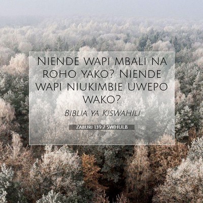 Picture 07 - Zaburi 139:7 SWHULB - Niende wapi mbali na roho yako? Niende wapi - Bible Verse Picture