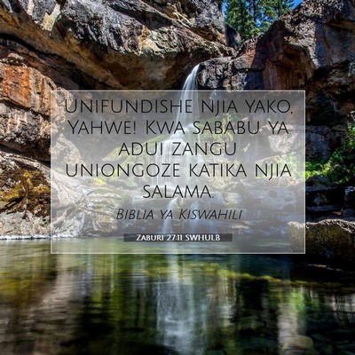 Picture 07 - Zaburi 27:11 SWHULB - Unifundishe njia yako, Yahwe! Kwa sababu ya adui - Bible Verse Picture