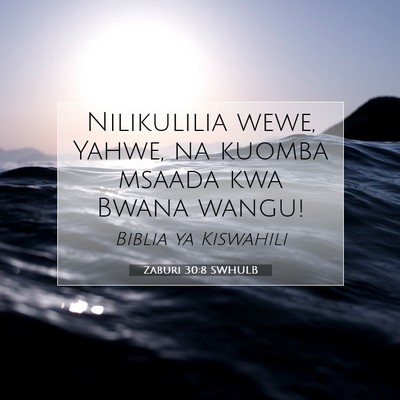 Picture 07 - Zaburi 30:8 SWHULB - Nilikulilia wewe, Yahwe, na kuomba msaada kwa - Bible Verse Picture
