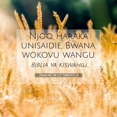 Picture 07 - Zaburi 38:22 SWHULB - Njoo haraka unisaidie, Bwana, wokovu - Bible Verse Picture