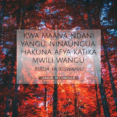 Picture 07 - Zaburi 38:7 SWHULB - Kwa maana ndani yangu, ninaungua; hakuna afya - Bible Verse Picture