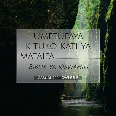 Picture 07 - Zaburi 44:14 SWHULB - Umetufaya kituko kati ya - Bible Verse Picture