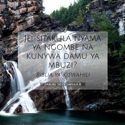 Picture 07 - Zaburi 50:13 SWHULB - Je! sitakula nyama ya ngombe na kunywa damu ya - Bible Verse Picture