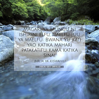 Picture 07 - Zaburi 68:17 SWHULB - Magari ya Mungu ni ishirini elfu, maelfu juu ya - Bible Verse Picture