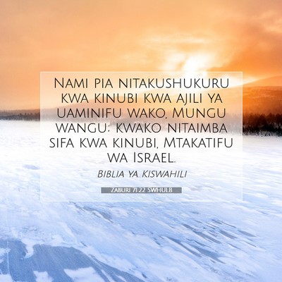 Picture 07 - Zaburi 71:22 SWHULB - Nami pia nitakushukuru kwa kinubi kwa ajili ya - Bible Verse Picture
