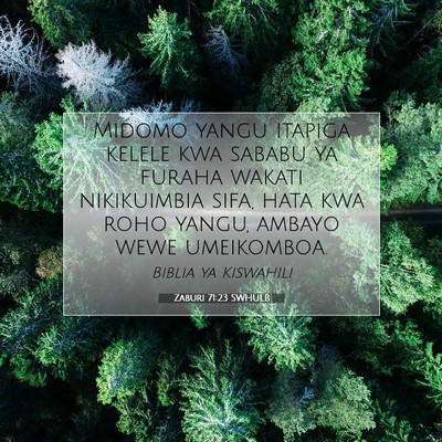 Picture 07 - Zaburi 71:23 SWHULB - Midomo yangu itapiga kelele kwa sababu ya furaha - Bible Verse Picture