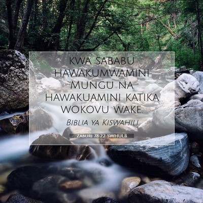 Picture 07 - Zaburi 78:22 SWHULB - kwa sababu hawakumwamini Mungu na hawakuamini - Bible Verse Picture