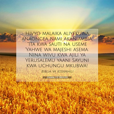 Picture 07 - Zekaria 1:14 SWHULB - Hivyo malaika aliyekuwa anaongea nami akaniambia, - Bible Verse Picture