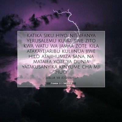 Picture 07 - Zekaria 12:3 SWHULB - Katika siku hiyo, nitaifanya Yerusalemu kuwa jiwe - Bible Verse Picture
