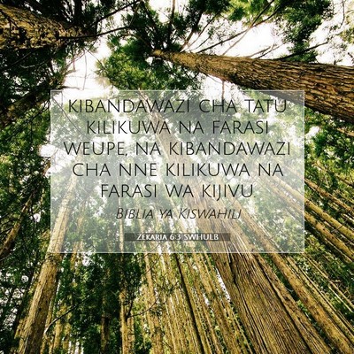 Picture 07 - Zekaria 6:3 SWHULB - kibandawazi cha tatu kilikuwa na farasi weupe, na - Bible Verse Picture