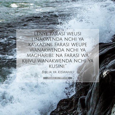 Picture 07 - Zekaria 6:6 SWHULB - Lenye farasi weusi linakwenda nchi ya kaskazini; - Bible Verse Picture