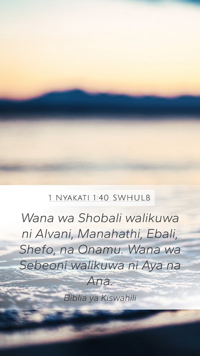 1 Nyakati 1:40 SWHULB Bible Verse Image