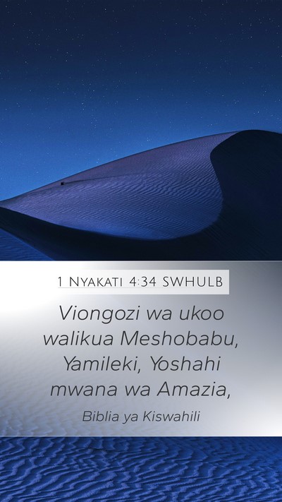 1 Nyakati 4:34 SWHULB Bible Verse Image