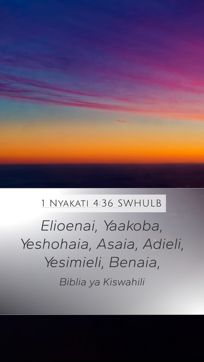 1 Nyakati 4:36 SWHULB Mobile Phone Wallpaper - Elioenai, Yaakoba, Yeshohaia, Asaia, Adieli, - Mobile Bible Verse Wallpaper