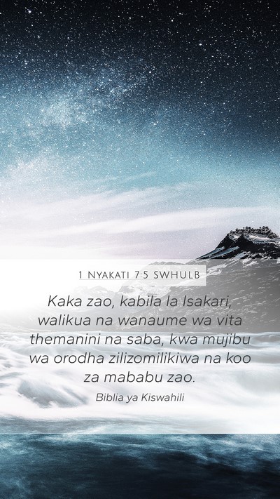 1 Nyakati 7:5 SWHULB Mobile Phone Wallpaper - Kaka zao, kabila la Isakari, walikua na wanaume - Mobile Bible Verse Wallpaper