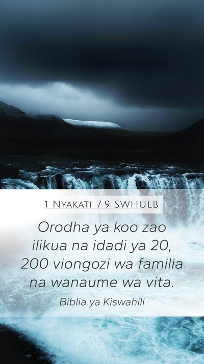 1 Nyakati 7:9 SWHULB Mobile Phone Wallpaper - Orodha ya koo zao ilikua na idadi ya 20, 200 - Mobile Bible Verse Wallpaper