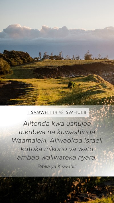 1 Samweli 14:48 SWHULB Bible Verse Image