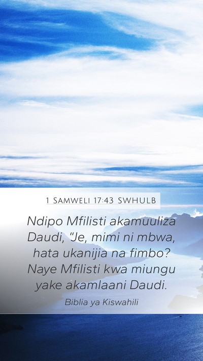 1 Samweli 17:43 SWHULB Bible Verse Image