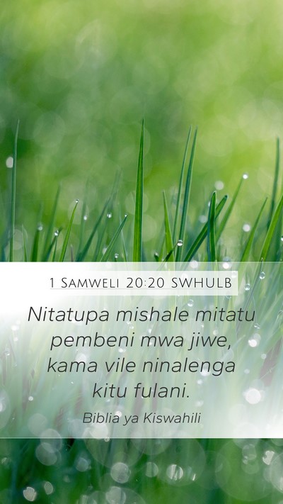 1 Samweli 20:20 SWHULB Mobile Phone Wallpaper - Nitatupa mishale mitatu pembeni mwa jiwe, kama - Mobile Bible Verse Wallpaper
