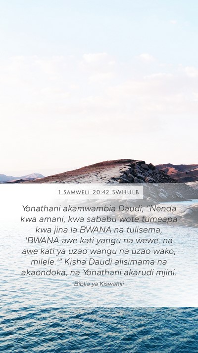1 Samweli 20:42 SWHULB Bible Verse Image