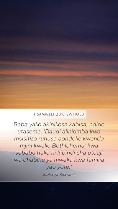 1 Samweli 20:6 SWHULB Bible Verse Image