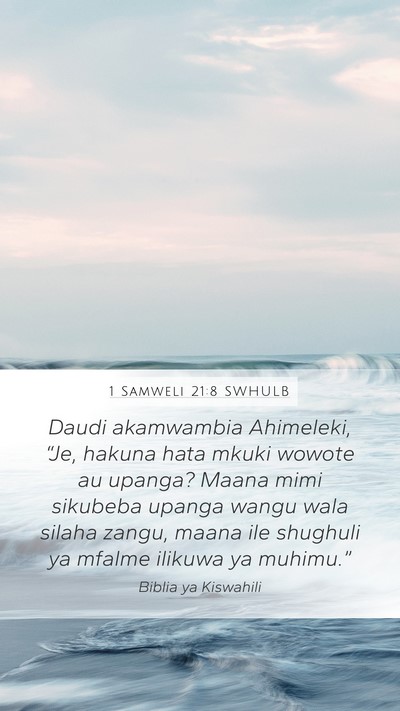 1 Samweli 21:8 SWHULB Bible Verse Image