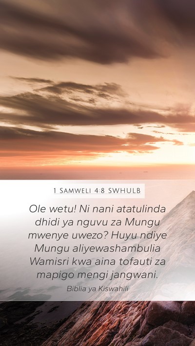 1 Samweli 4:8 SWHULB Bible Verse Image