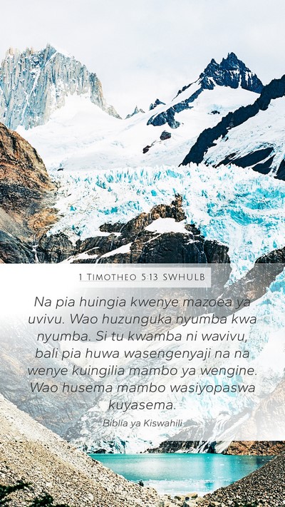 1 Timotheo 5:13 SWHULB Bible Verse Image
