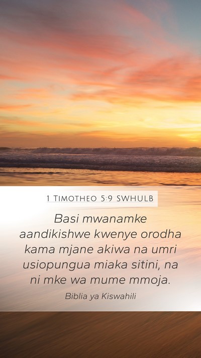 1 Timotheo 5:9 SWHULB Bible Verse Image