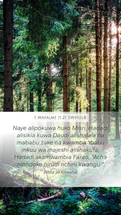 1 Wafalme 11:21 SWHULB Bible Verse Image