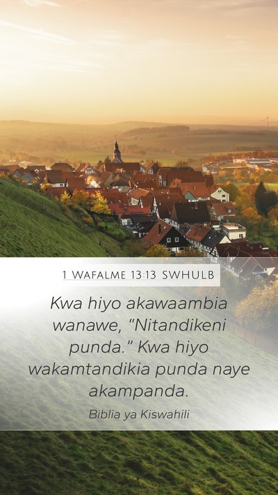 1 Wafalme 13:13 SWHULB Bible Verse Image