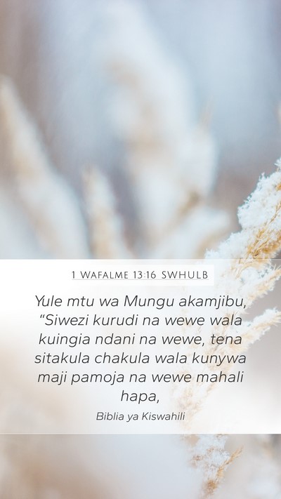 1 Wafalme 13:16 SWHULB Mobile Phone Wallpaper - Yule mtu wa Mungu akamjibu, “Siwezi kurudi na - Mobile Bible Verse Wallpaper