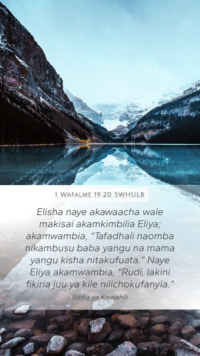 1 Wafalme 19:20 SWHULB Bible Verse Image