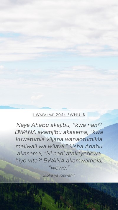 1 Wafalme 20:14 SWHULB Bible Verse Image